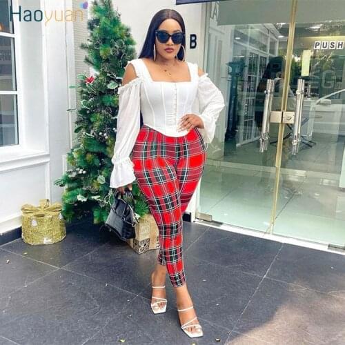 HAOYUAN Women's Plaid Trousers