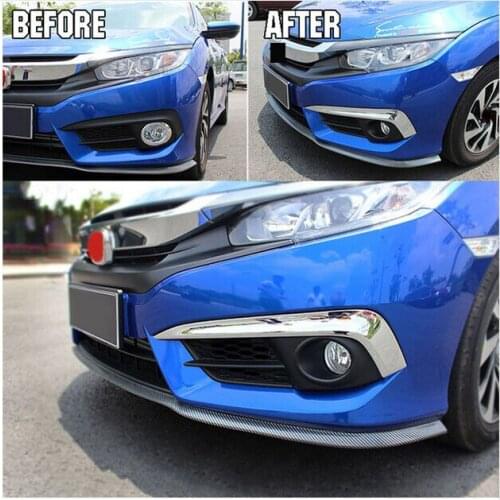 Hot FIT FOR HONDA CIVIC 2016 2017 CHROME FRONT FOG HEAD LIGHT LAMP COVER TRIM BEZEL BUMPER HOOD SKIRT STRIP LIP MOLDING GARNISH
