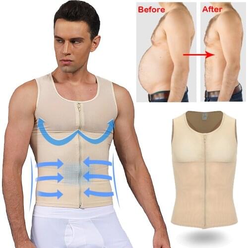 Mens Slimming Body Shaper Gynecomastia Compression Shirts Tummy Control Shapewear Waist Trainer Chest Abs Slim Vest Corset Tops