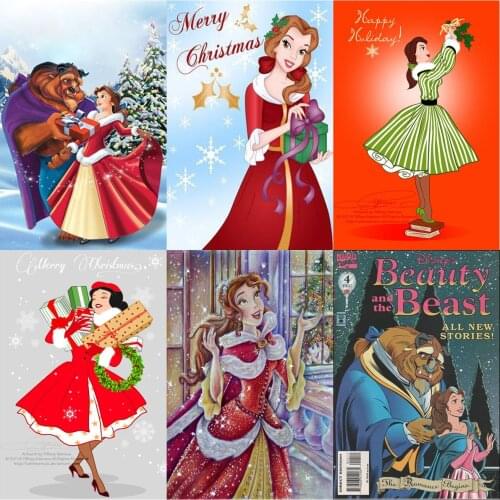 DIY 5D Diamond Painting Kits Disney Cartoon Beauty and The Beast Christmas Wishes Cross Stitch Embroidery Wall Home Decor Gift