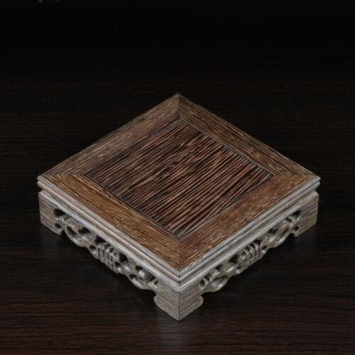 PINNY Square Hollow Incense Burner Base And Tea Base Aromatherapy Furnace Wood Texture Ornaments Holding Home Decoration