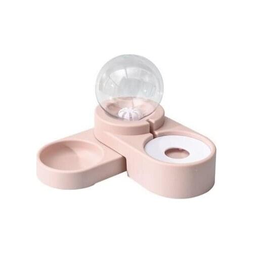 Pet Dog Cat Paopao Drinker Cute Pet Food Container Non-Slip Dog Bowl 2 In 1 PP Stainless Steel Automatic Water Dispenser Feeder