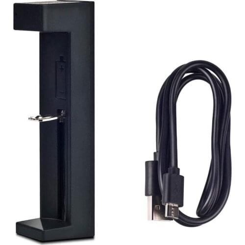 Portable 1-Slot Li-ion Battery Charger for 18650 14500 26650 16340 Lithium Batteries with USB Cable 18650 Battery Charger