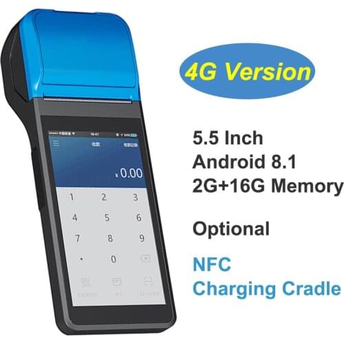 Handheld Android 8.1 Pos Terminal Printer With 2GB 16GB Bluetooth Thermal Receipt Printer 4G WiFi Mobile Order POS PDA
