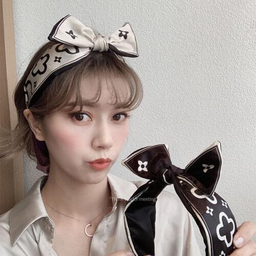 Printed retro headband fashion go out wild bowknot wide-brimmed headband sweet girl hairpin hair accessories