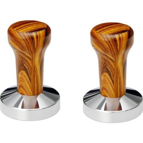 51/58mm Coffee Tamper Rubber Handle Wood Grain Press Powder Hammer Cloth Powder Filler Espresso Maker Supporting Appliance