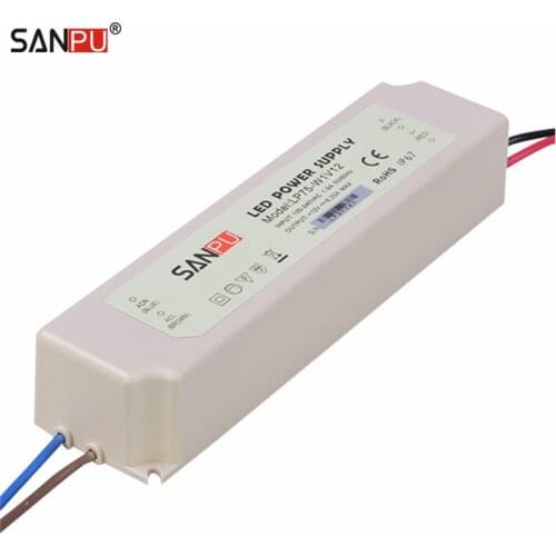 SANPU SMPS 12v 75w LED Driver 6a Waterproof Constant Voltage Switch Power Supply 220v 230v ac/dc Lighting Transformer IP67 White