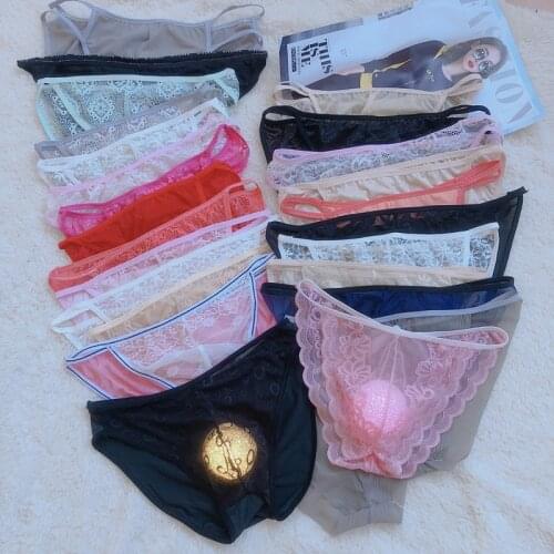 Sexy Bare Sleeping Lace Transparent Temptation Adult plus Size Underwear Ice Silk Mens Briefs underwear men sexy mens sexy