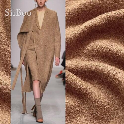 Siiboo pure wool terry fabric heavy thick high quality coat fabric for winter camel graceful chic color Tissu en laine sp6431