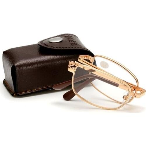 Foldable Reading Glasses Folding Presbyopia Men Women Metal Retro Computer Reading glasses with case 1.0 1.5 2.0 2.5 3.0 3.5 4.0