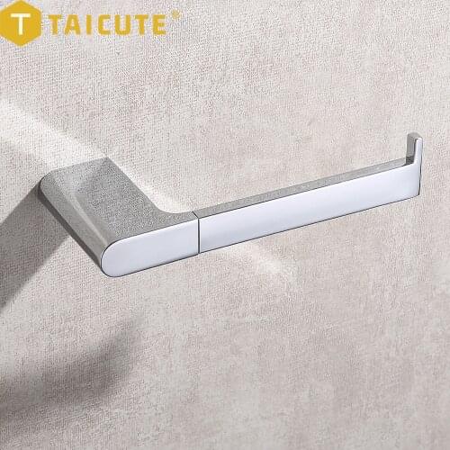TAICUTE Fashion Toilet Paper Holder Heavy Duty Stainless Steel Tissue Roll Hanger Wall Mount Bathroom Accessories Black Chrome