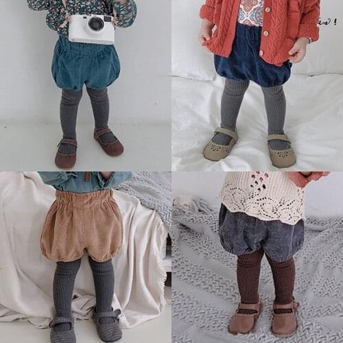 Spring Autumn Baby Pants Wild Style Girl Corduroy Fashion Shorts Moda Infantil Version Black Bread Pants Underwear Outer Wear