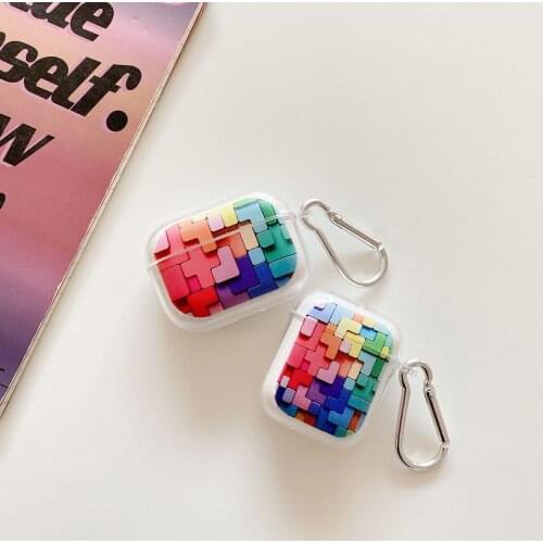For Apple Airpods Pro Protective Shell Creative Building Blocks Apply Airpods1/2 Apple Transparent Bluetooth Wireless Headset