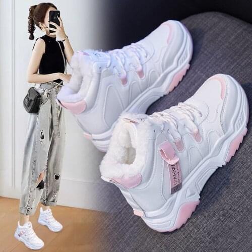 Winter Woman Boots 2020 New Fashion Lace Up Sports Shoes Korean Women High top Warm Cotton casual Shoes
