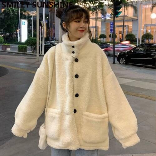 Womens Fleece Jacket Cardigan Women Teddy Bear Coat Faux Fur Jacket Dames Jassen Winter Jackets For Women 2021 Female Outwear