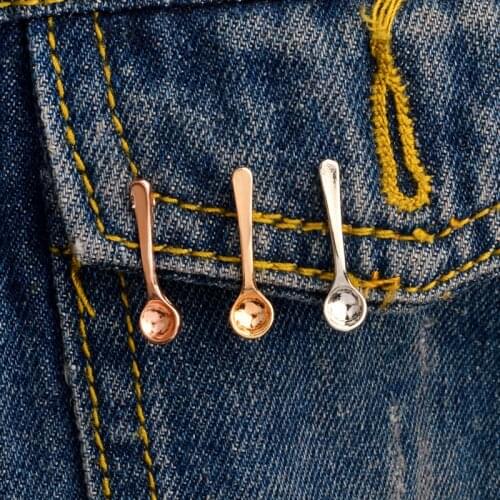 1PCS Originality Metal Coffee Appliance Cup Measuring Spoon Icons Cowboy Jacket Pin Badges Backpack Decoration Corsage Pins Icon