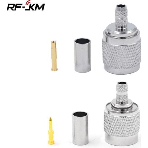 10PCS RP TNC Male Plug RF Coax Connector Crimp Nickelplated For RG58 RG142 RG400 LMR195 LMR200 Cable
