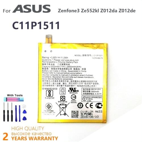 100% Original 2900mAh C11P1511 Battery For ASUS Zenfone3 Ze552kl Z012da Z012de High quality Batteries With Tools