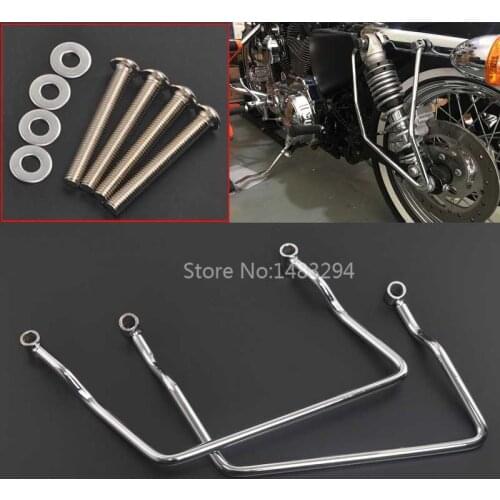 2 x Motorcycle Chrome 16.5 CM Saddlebag Support Bar Luggage Guards Mount Bracket Kits Fit For Honda Shadow ACE VT400/750 C New