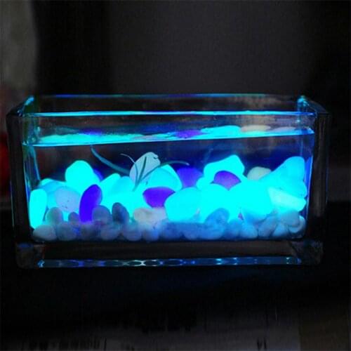 200 pcs Fish tank Stone Decoration Aquamarine Sapphire Emerald Artificial Luminous Resin Gemstone Night Fake Garden Path Pebble