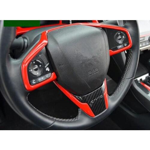 3Pcs/set Car Steering Wheel Switch Button Frame Trim Cover Styling Sticker For Honda Civic 2016 2017 Bezel Mouldings