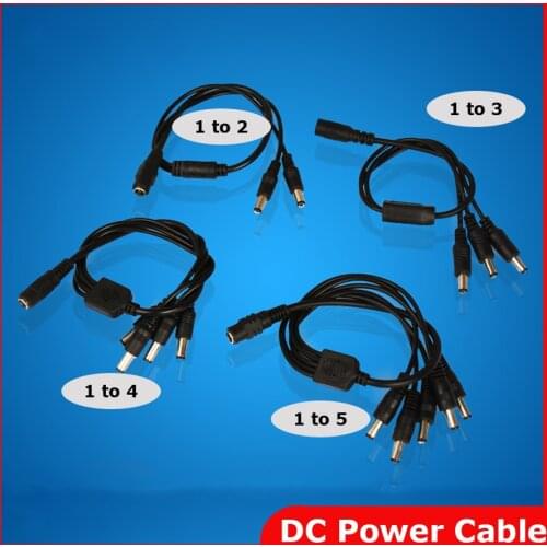 4pcs 1 to 2/3/4/5 Port DC Power Splitter power Adapter Cable Male to Female 5.5 x 2.1 mm Plug for Led Strip CCTV Camera