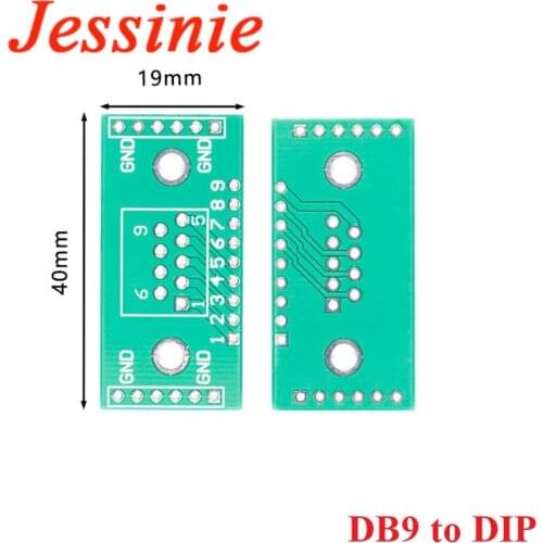 5pcs DB9 to DIP 2.54MM 9P DB9 Adapter Converter Board PCB UART RS232 Adapters Plate Module
