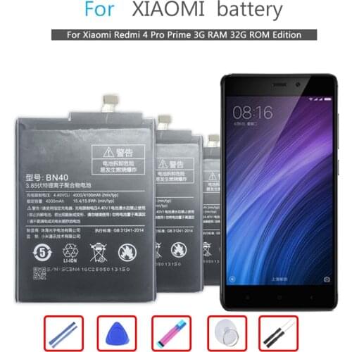 For Xiao mi 3.85V 4100mAh BN40 Mobile Phone Battery for Red mi 4Pro BN 40 BN-40 Battery For Xiaomi Redmi 4 Pro Batteries