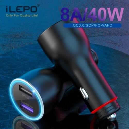 ILEPO 40W Car Charger For Huawei Dual USB Super Charge Fast Charge Adapter For Mate 30 20 Pro 5G 10 9 X P40 P30 Pro P20