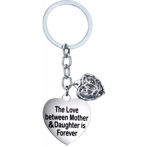 12PC/Lot Stainless Steel Heart Charms Keychain Love Between Mother&Daughter Is Forever Keyring Gifts For Women Girls Family Mom