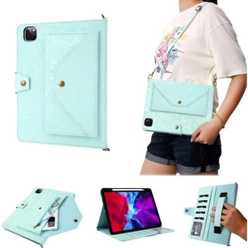 Shell Pattern Zipper Wallet Envelope Case for IPad Pro 11 12.9 Inch Shoulder Strap Cover Card Storage Air 5 6 Handheld Flip Case