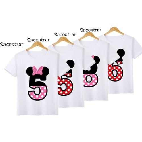 Kids Cute Birthday Number Bow Design T Shirt Boys/Girls Casual Short Sleeve Tops Childrens Funny T-Shirt,HKP3056