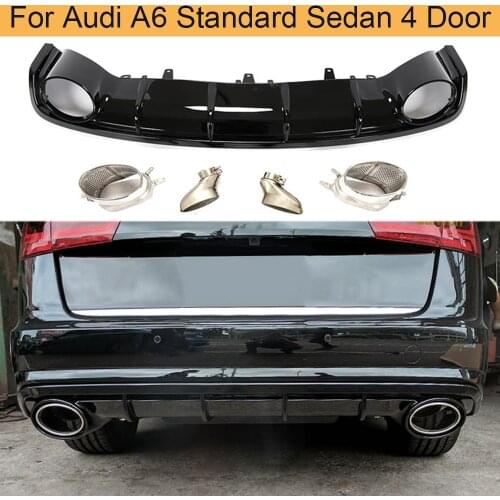 PP Car Rear Bumper Diffuser for Audi A6 Standard Sedan 4 Door 2016 - 2018 Rear Bumper Lip Spoiler Not for S6 RS6
