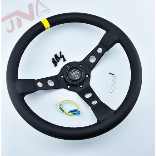 350mm Racing Steering Wheel Fits Most Car Styling Yellow Strip Steering Wheel