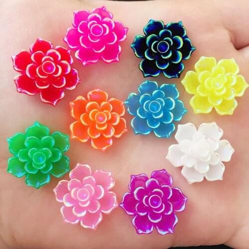 Resin Kawaii True color 20mm AB Flower Flat back Cabochon Stone 30PCS Scrapbook DIY Decor Home Figurine Crafts