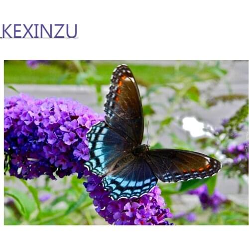Kexinzu 5D DIY Full Square Round Diamond Painting Cross Stitch Animal Butterfly 3D Diamond Embroidery Mosaic Work Gift 01
