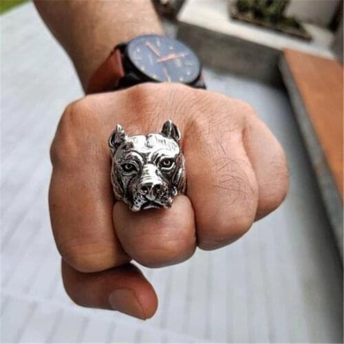 Modyle New Fashion Punk Vintage Animal Men Rings Dog Shaped Hip Hop Male Boy Jewelry Gifts Wholesale