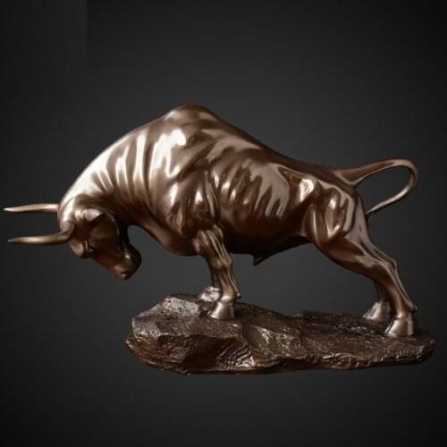 CREATIVE RETRO HERO OX BRONZE ART SCULPTURE CATTLE FIGURINE HOME DECORATION ACCESSORIES RESIN CRAFTS ANIMAL STATUE R5211