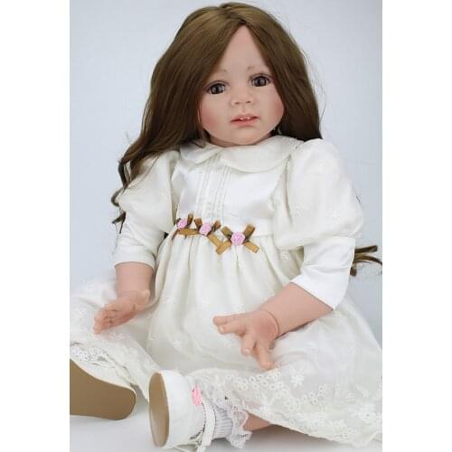 60cm Silicone Reborn Baby Doll Toys 24inch Princess Toddler bebe modeling collectible doll Play house lifelike kids Xmas toys