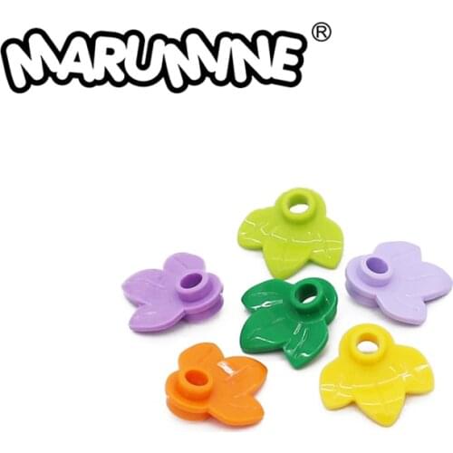 MARUMINE 100PCS Pumpkin Leaf City Stalk Grass Flower City Part Classic Bricks Pieces Construction MOC Blocks Educational Toys