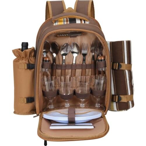 Multifunctional Picnic Backpack With Tableware Refrigeration Outdoor Portable Thermal Insulation And Cold Storage Camping Bag