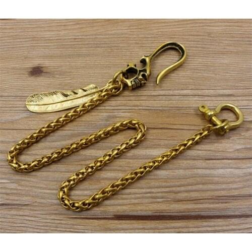 Men Jewelry Heavy Brass metal Waist Biker Wallet Key Chain Rock Punk Trousers Motorcyle HipHop Leather Pant Jean Chains Hot