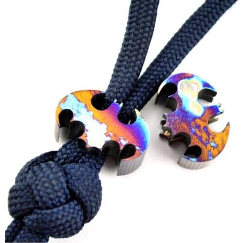 Knife DIY Knife Baked blue Titanium alloy Lanyard Pendant -bat Bead (CNC Crafts ) 0.216" inner diameter - 1 piece price