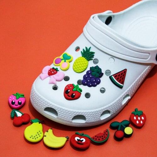 Single Sale 1 Piece Of Shoe Decoration Fruit Flower Avocado PVC Shoe Charm Garden Shoe Accessory Decoration Suitable Hole Wrist