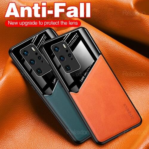 Luxury Shockproof Business Leather texture Case For Huawei P40 P30 P20 Mate 30 20 Lite Pro P40Pro Plus Car Holder Cases Cover