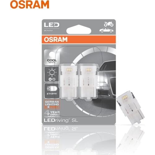 OSRAM LED Standard Retrofit W21W T20 7706CW 7440 6000K Cool White Car Turn Signal Light Fog Lamps Reverse Bulbs (Pair)