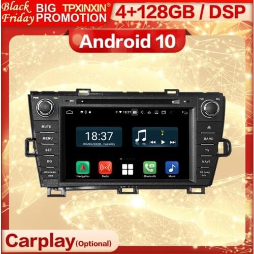 4+128G Carplay 2 Din Android Stereo Receiver For Toyota Prius 2009 2010 2011 2012 2013 2014 2015 BT Radio Audio Player Head Unit
