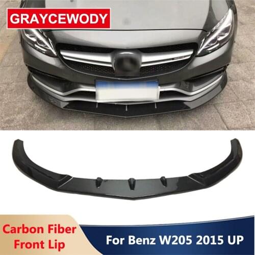 FD Style Real Carbon Fiber Front Bumper Lip Spoiler Diffuser Material For Benz C Class C63 W205 AMG Coupe 2015 Up Car Styling