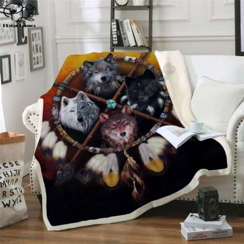 4 WOLVES WARRIOR DARK Hooded Blanket 3D full printed Wearable Blanket Adults/Child Fleece Blanket style-1