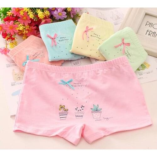 10pc/lot Girls Soft Flat Angle Underwear Baby Pure Cotton Underpant Cure Cotton Boxers Underwear for 2 To 12 Y
